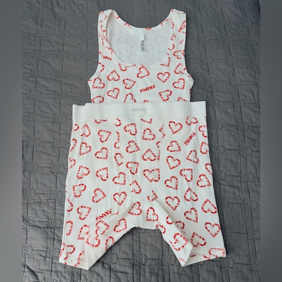 Skims Cotton Rib Tank and Boxers - Marble Candy Heart NWOT - Picture 2 of 6